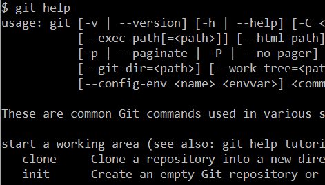 The output of the "git help" command, where Git is spelled with a capital G but otherwise lower-case.