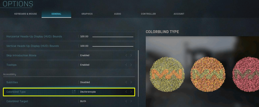 Color blind mode in Call of Duty Modern Warfare